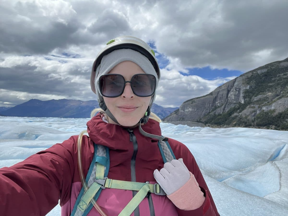 A glacier lagoon under low cloud